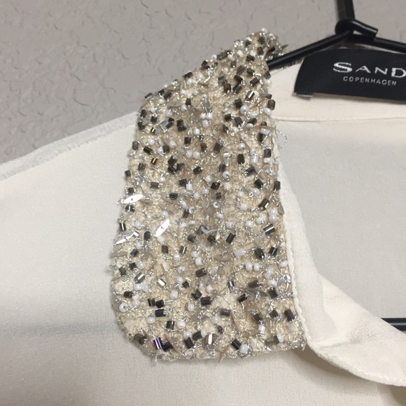 Sand Copenhagen Silk Blouse Sequin PeterPan Collar - Picture 5 of 12